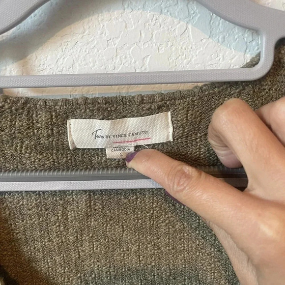 Vince Camuto Cardigan Womens Large Olive Green Sweater V Neck Button Front Knit - Picture 3 of 9